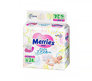 Merries Меррис Подгузники S (4-8 кг) 24 шт