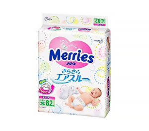 Merries Меррис Подгузники S (4-8 кг) 82 шт