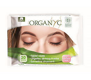 Organyc Органик Органические влажные салфетки для снятия макияжа для нежной и чувствительной кожи Гипоаллергенные 20 шт