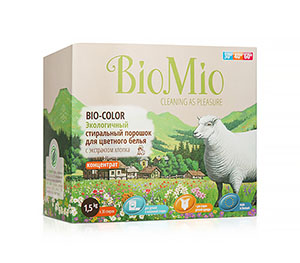 BioMio БиоМио Bio-Color Экологичный стиральный порошок-концентрат для цветного белья Без запаха 1,5 кг